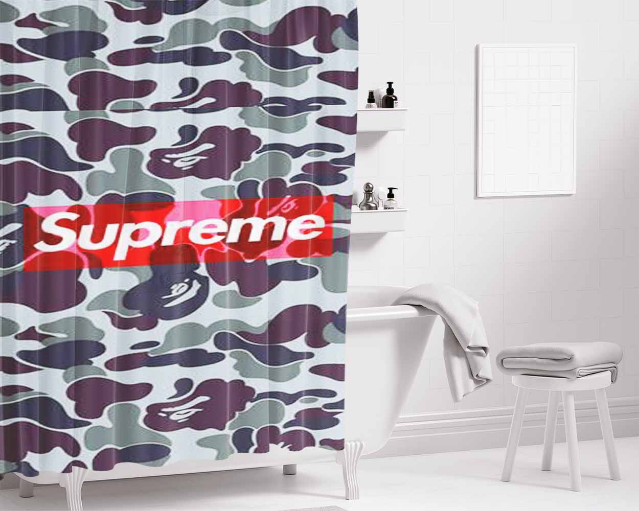 Supreme 49 Bathroom Shower Curtain Fabric Waterproof | 66 X 72 Inch
