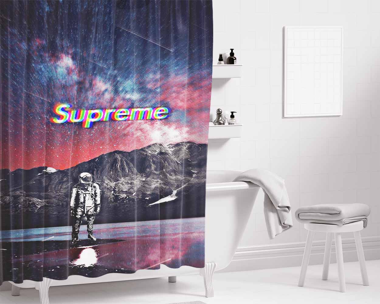 Supreme Astronaut Bathroom Shower Curtain Fabric Waterproof | 66 X 72 Inch