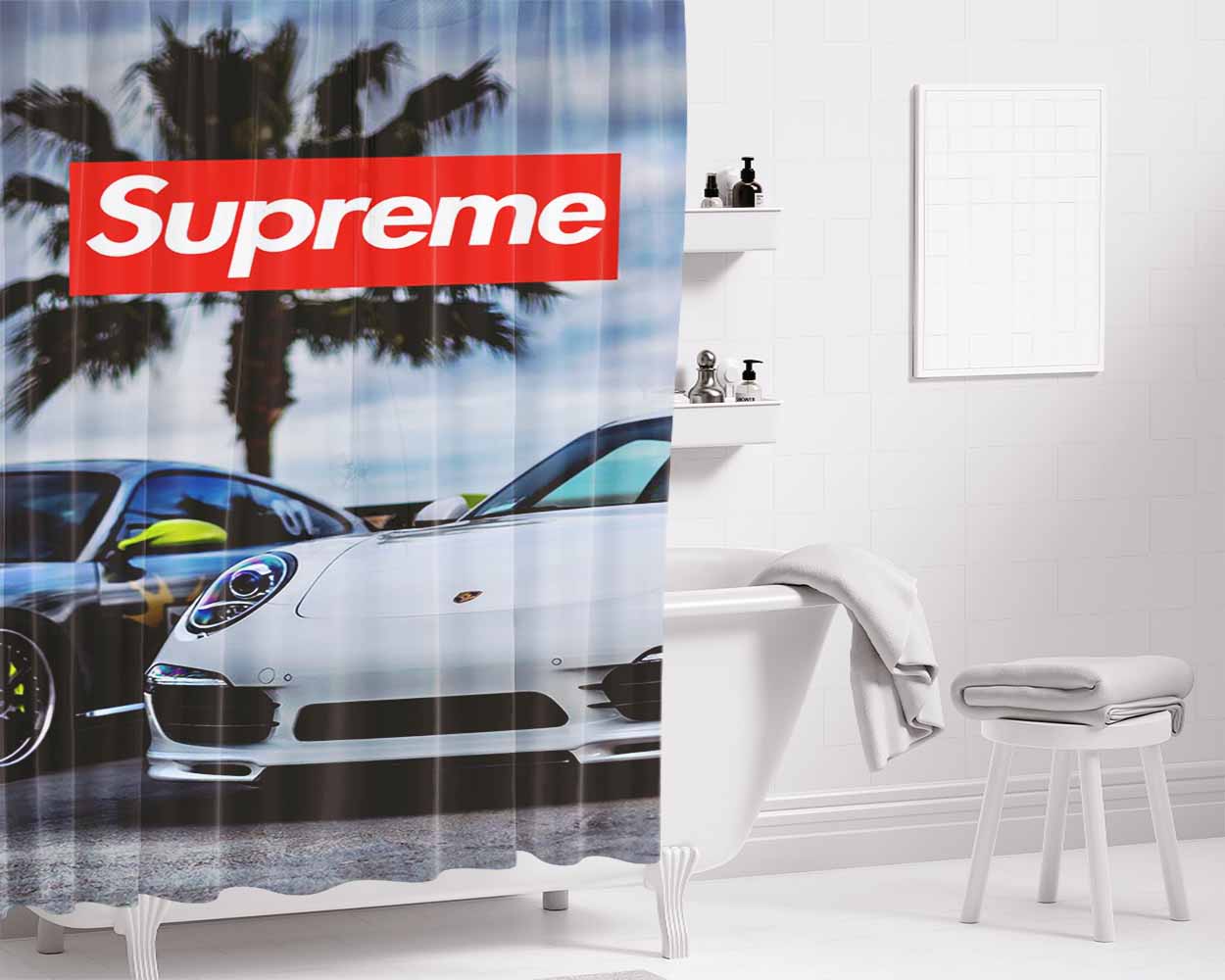 Supreme Car Bathroom Shower Curtain Fabric Waterproof | 66 X 72 Inch