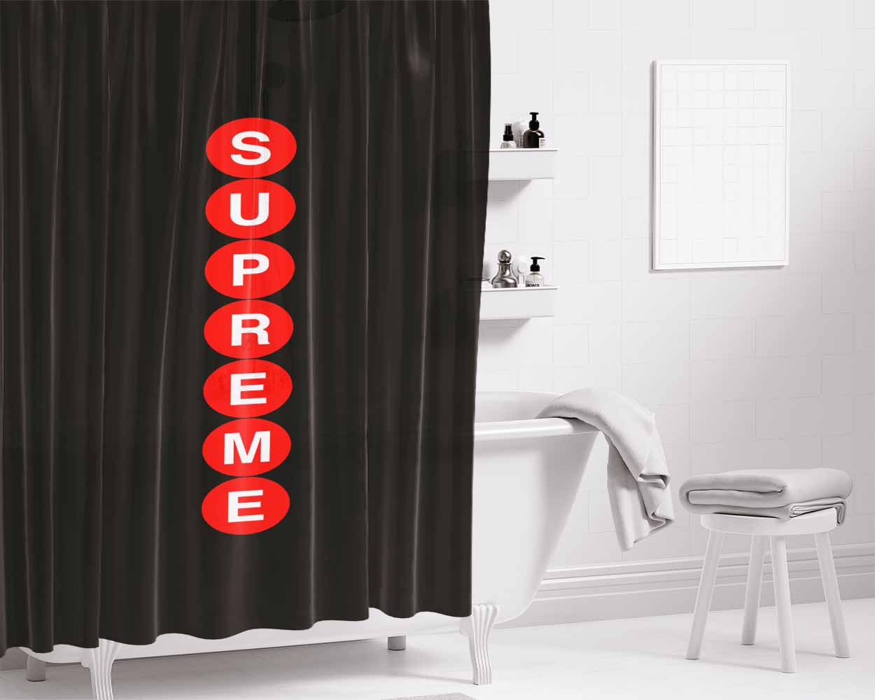 Supreme Circle Bathroom Shower Curtain Fabric Waterproof | 66 X 72 Inch