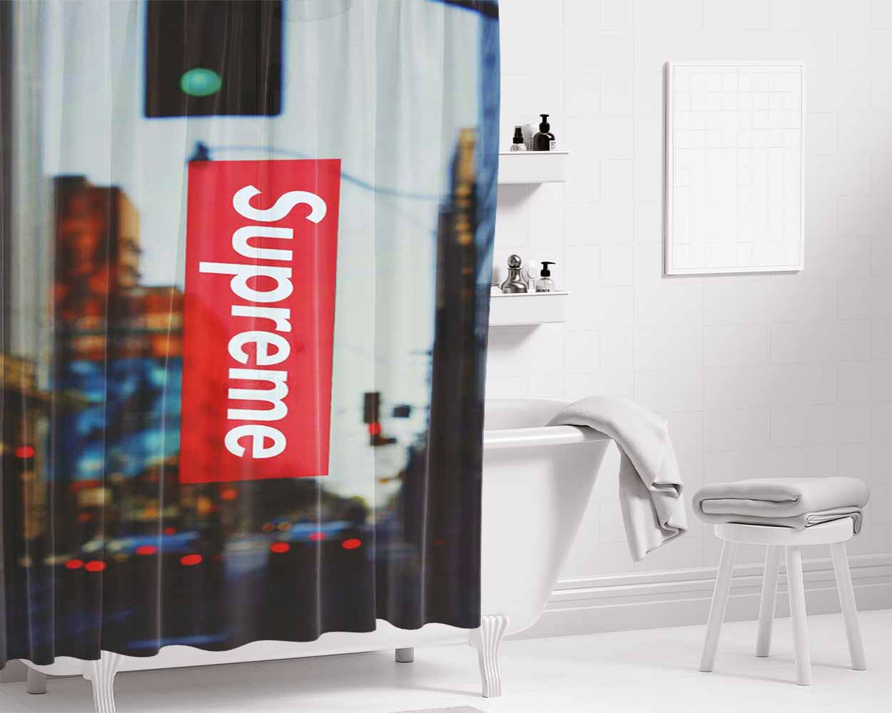 Supreme City Bathroom Shower Curtain Fabric Waterproof | 66 X 72 Inch