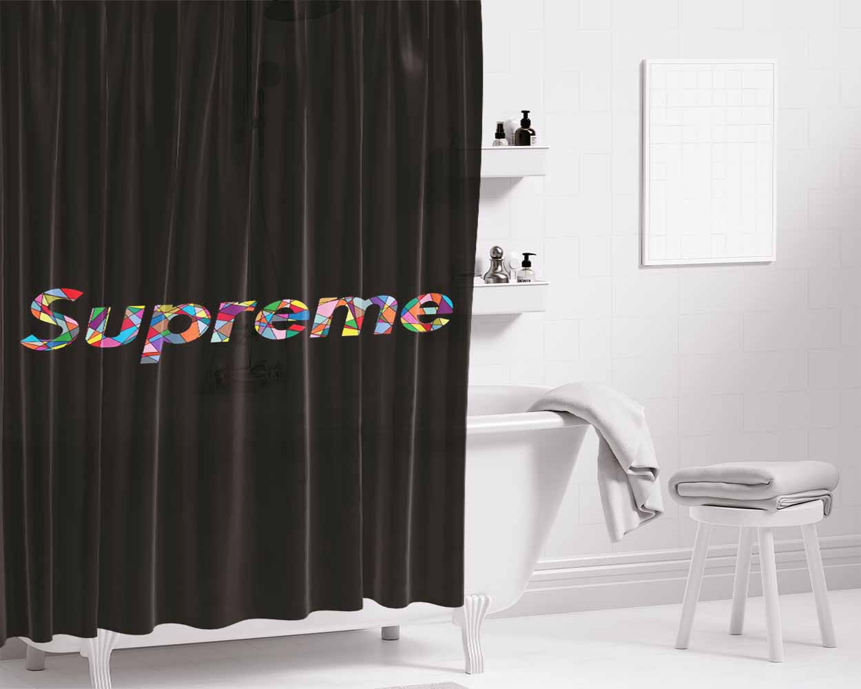 Supreme Glass Art Bathroom Shower Curtain Fabric Waterproof | 66 X 72 Inch