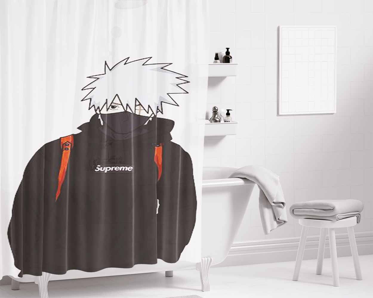 Supreme Hoodie Kakashi Bathroom Shower Curtain Fabric Waterproof | 66 X 72 Inch