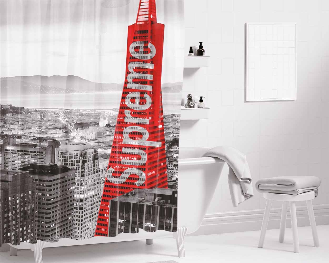 Supreme In The City Bathroom Shower Curtain Fabric Waterproof | 66 X 72 Inch