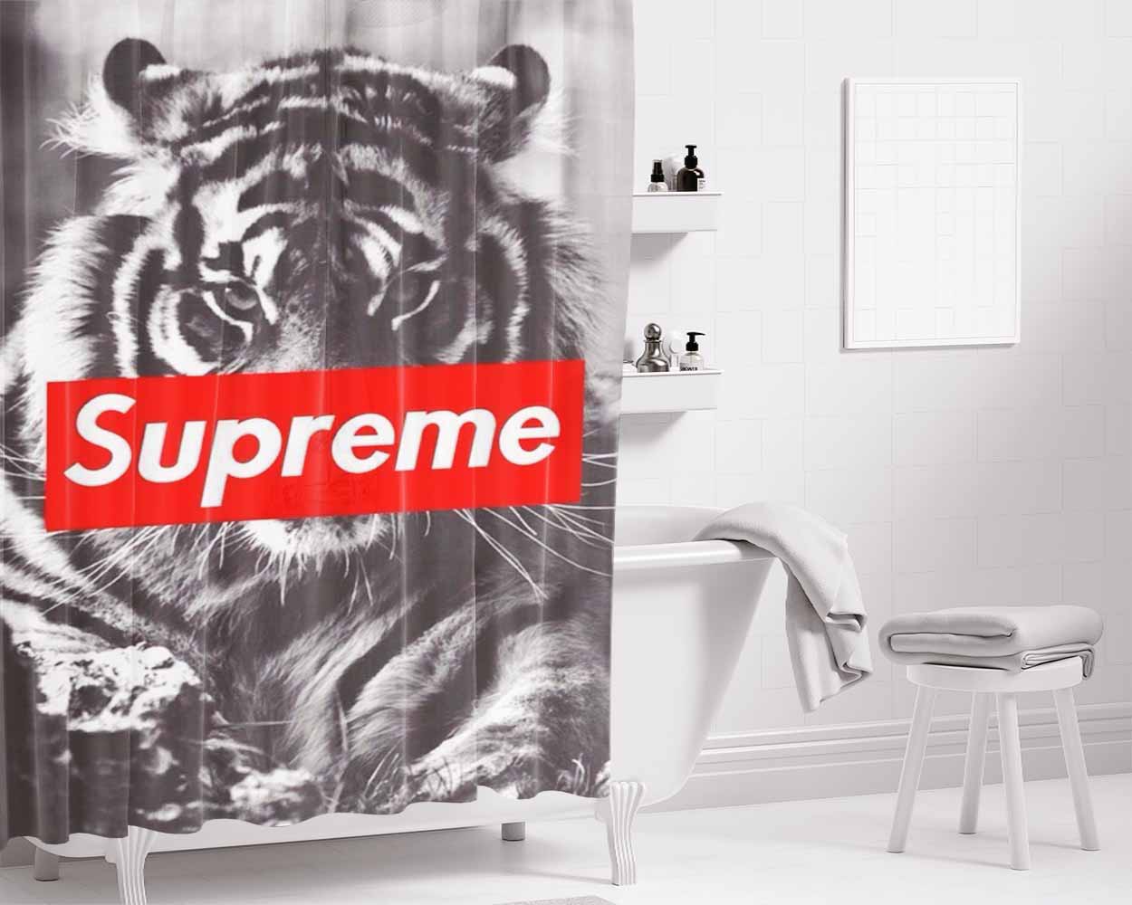 Supreme Lion Bathroom Shower Curtain Fabric Waterproof | 66 X 72 Inch