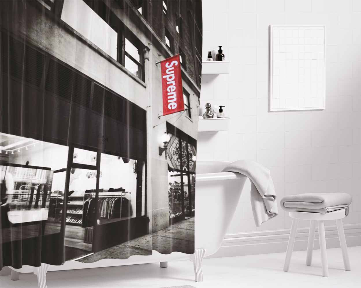 Supreme Market Bathroom Shower Curtain Fabric Waterproof | 66 X 72 Inch