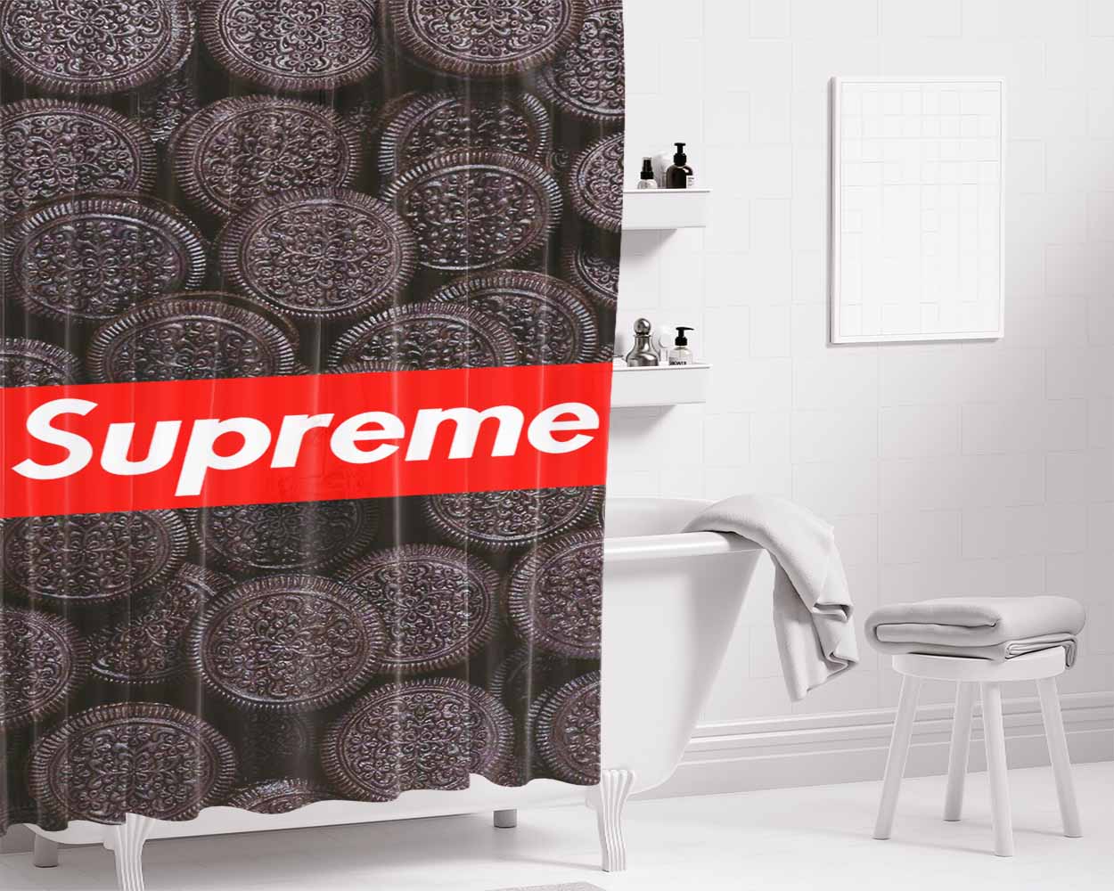 Supreme Oreos Bathroom Shower Curtain Fabric Waterproof | 66 X 72 Inch