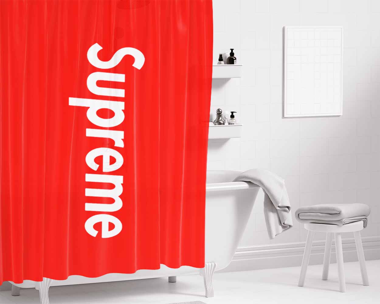 Supreme Skateboard Grip Tape Bathroom Shower Curtain Fabric Waterproof | 66 X 72 Inch