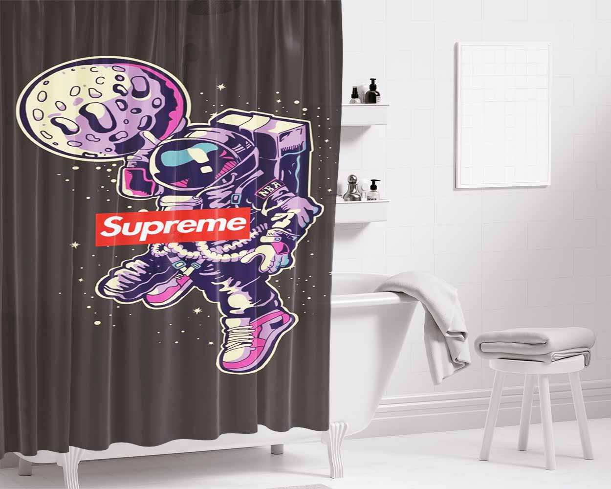 Supreme Space Bathroom Shower Curtain Fabric Waterproof | 66 X 72 Inch