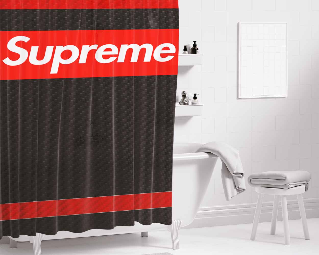 Supreme Texture Bathroom Shower Curtain Fabric Waterproof | 66 X 72 Inch