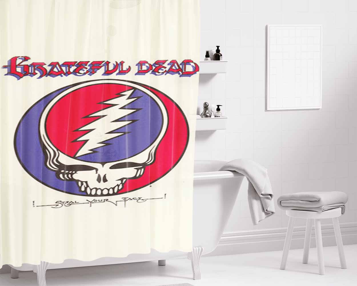 The Grateful Dead Logo Bathroom Shower Curtain Fabric Waterproof | 66 X 72 Inch