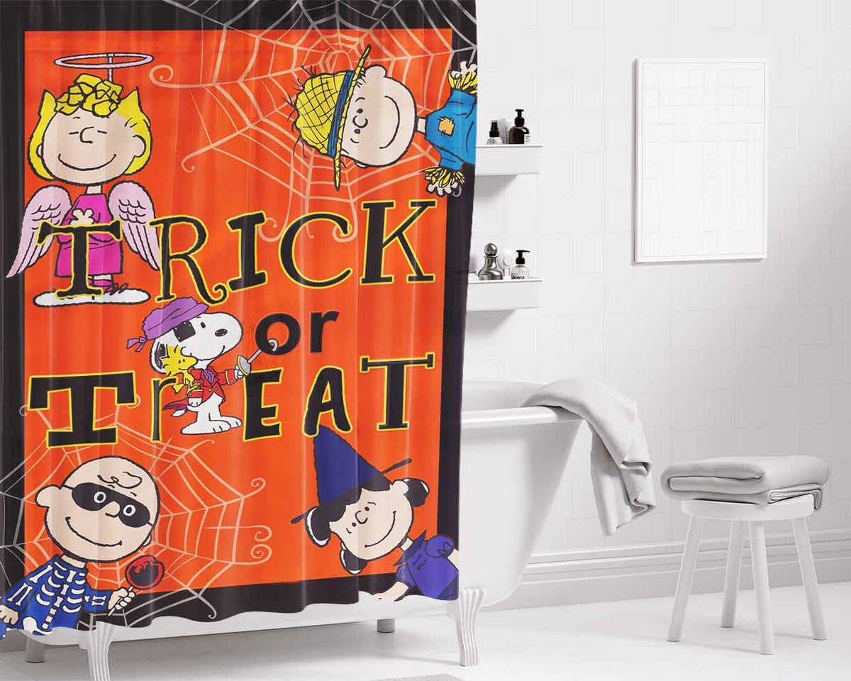 Trick Or Treat Peanuts Gang Bathroom Shower Curtain Fabric Waterproof | 66 X 72 Inch