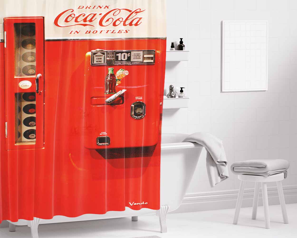 Vendo 81 Coca Cola Machine Bathroom Shower Curtain Fabric Waterproof | 66 X 72 Inch
