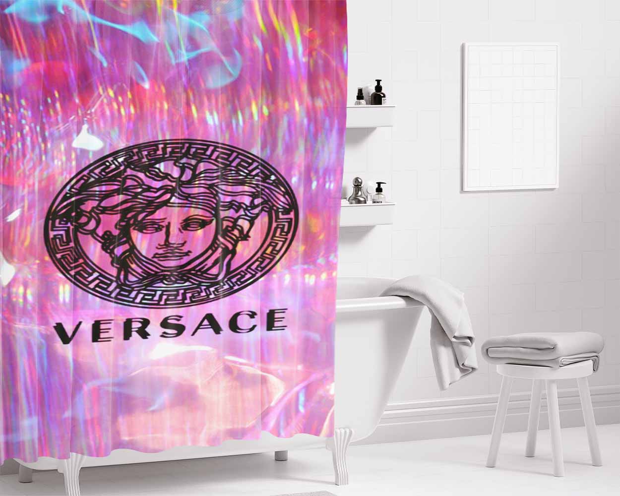 Versace Hologram Bathroom Shower Curtain Fabric Waterproof | 66 X 72 Inch