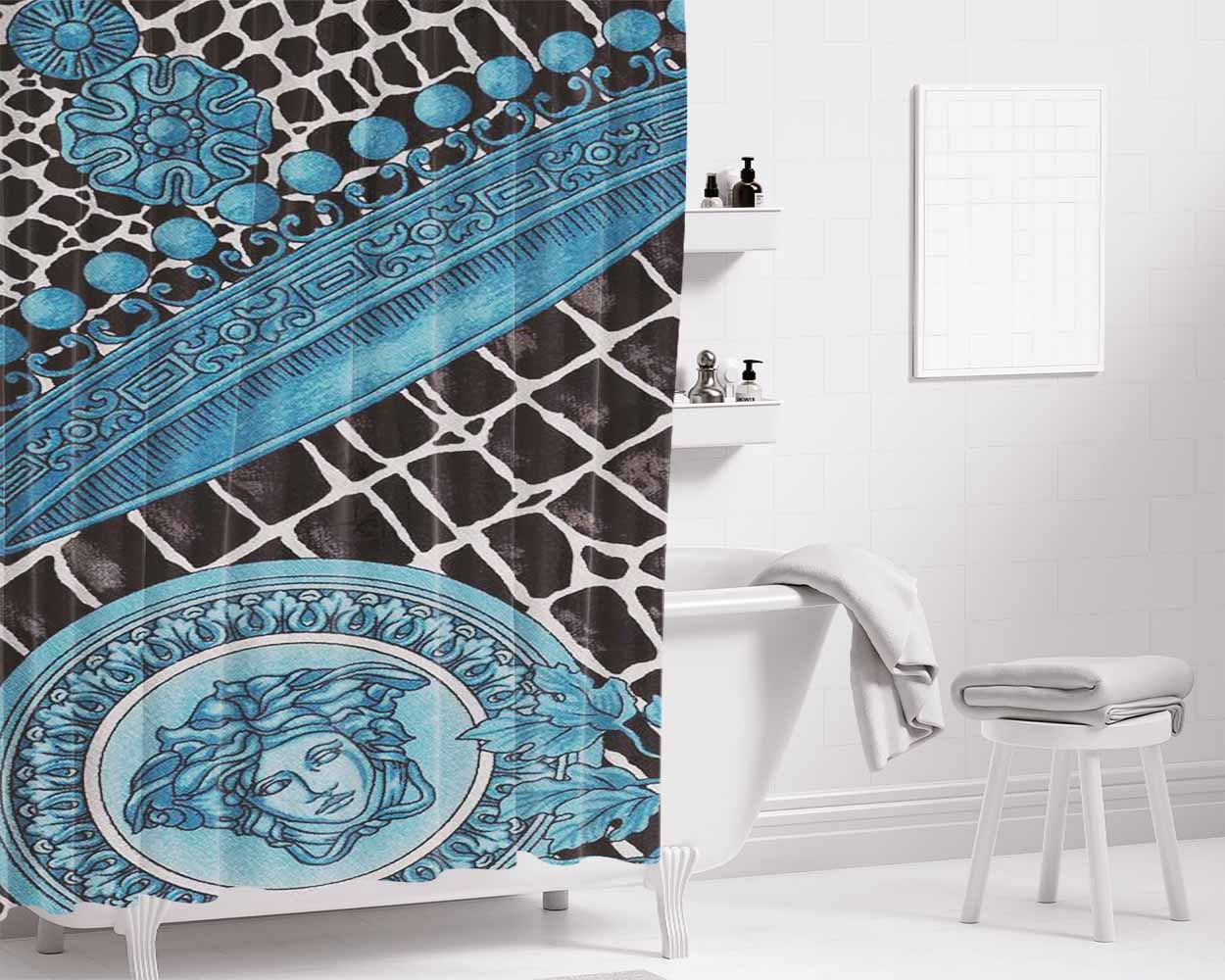 Versace Texture Bathroom Shower Curtain Fabric Waterproof | 66 X 72 Inch