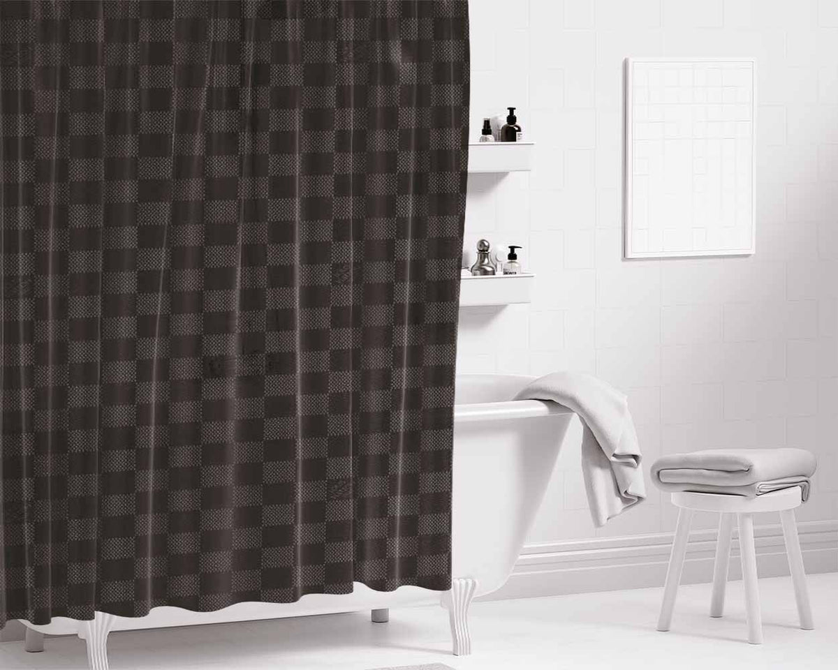 Louis Vuitton Damier Graphite Bathroom Shower Curtain Fabric Waterproof | 66 X 72 Inch