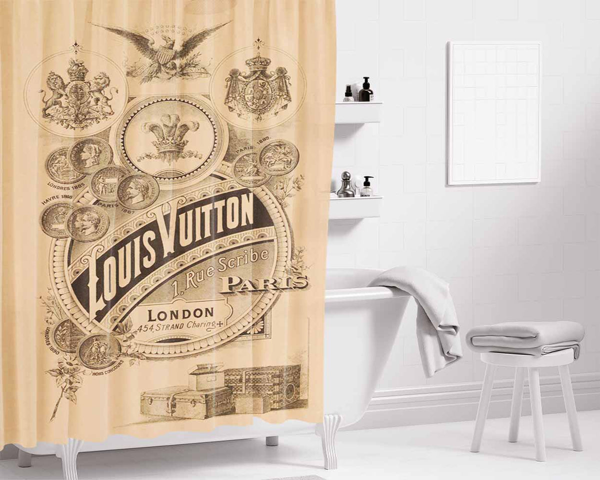 Louis Vuitton Vintage Bathroom Shower Curtain Fabric Waterproof | 66 X 72 Inch