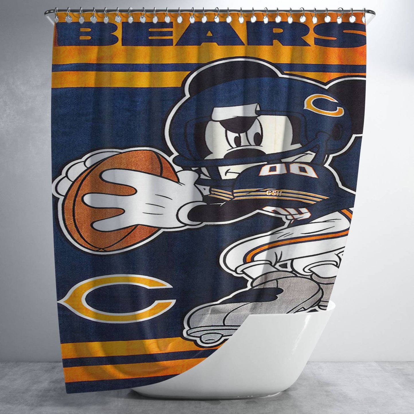 Chicago Bears Disney Mickey Mouse Bathroom Shower Curtain Fabric Waterproof | 66 X 72 Inch