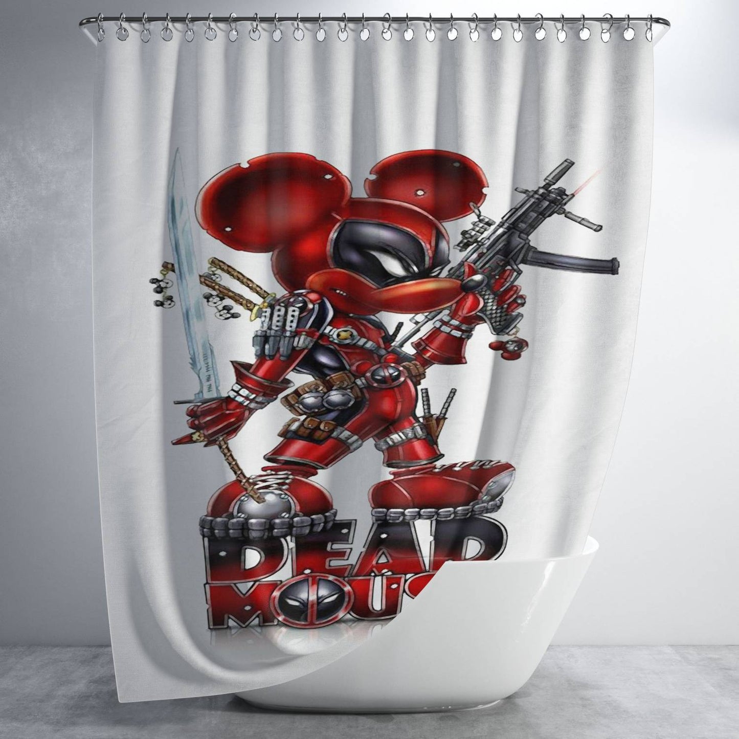 Deadpool X Mickey Mouse Bathroom Shower Curtain Fabric Waterproof | 66 X 72 Inch