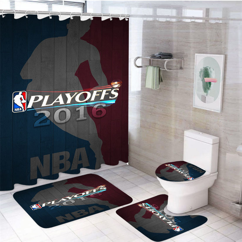2016 Nba Playoffs Logo 4Pcs Bathroom Set Shower Curtain