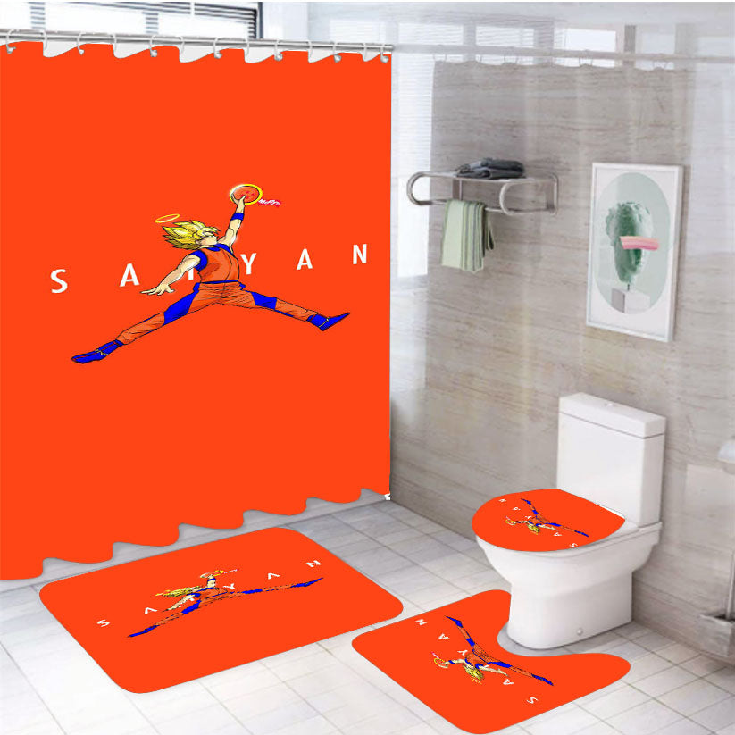 Air Jordan Goku Saiyan 4Pcs Bathroom Set Shower Curtain