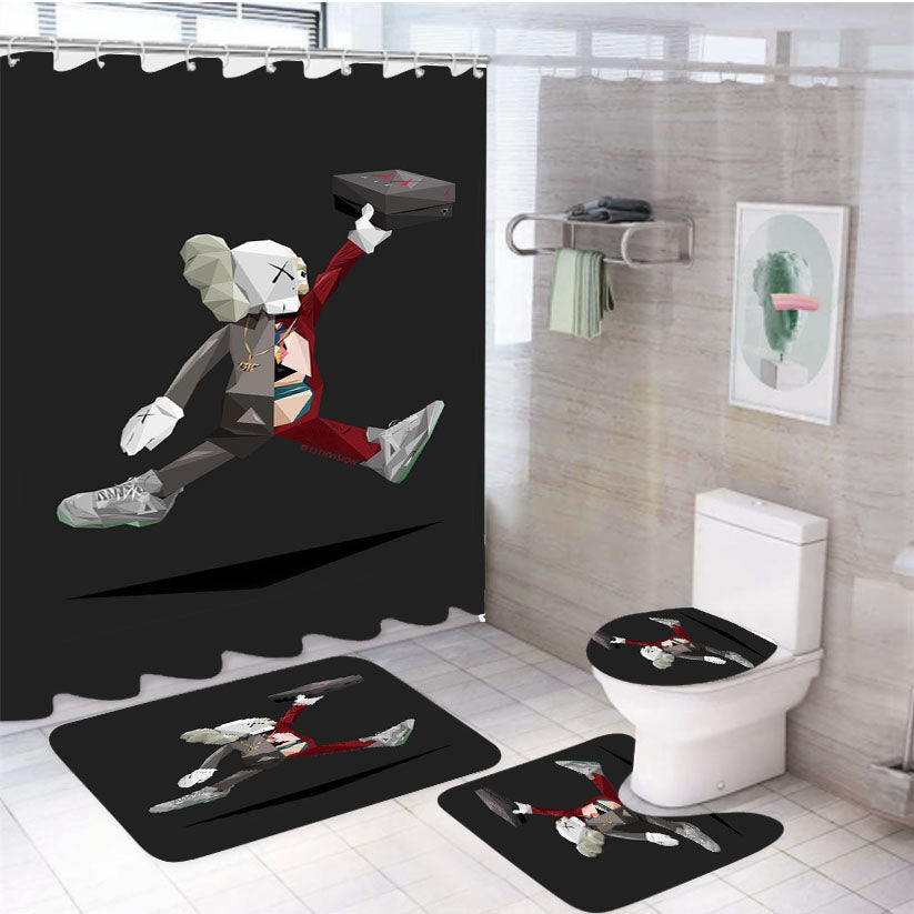 Air Jordan X Kaws Illustration 4Pcs Bathroom Set Shower Curtain