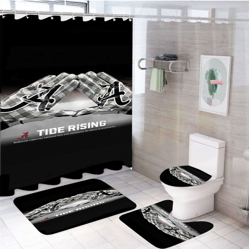 Alabama Crimson Tide Gloves Rising 4Pcs Bathroom Set Shower Curtain