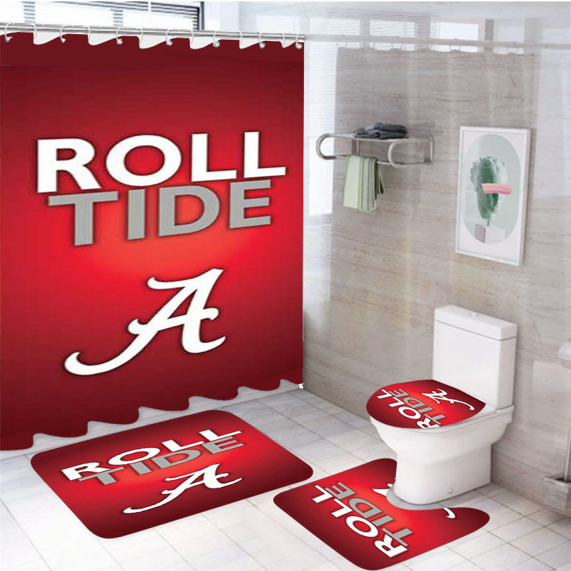 Alabama Crimson Tide Roll Tide 4Pcs Bathroom Set Shower Curtain
