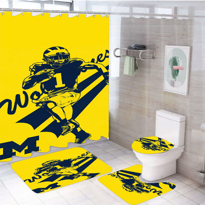 American Football Michigan Wolverines Club 4Pcs Bathroom Set Shower Curtain