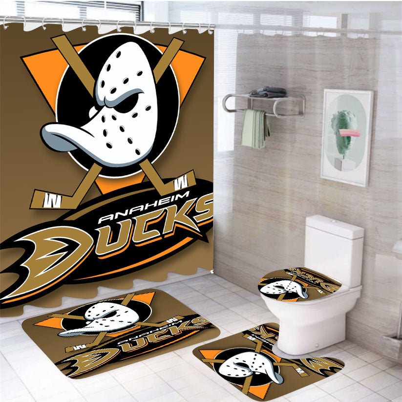 Anaheim Ducks Nhl Logo 4Pcs Bathroom Set Shower Curtain