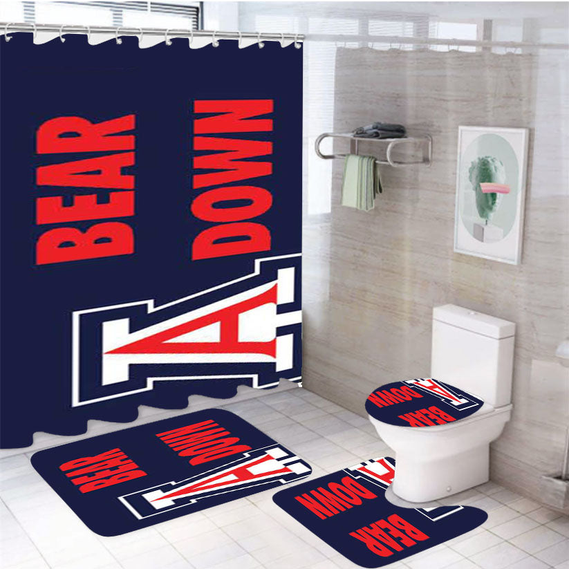 Arizona Wildcats Bear Down 4Pcs Bathroom Set Shower Curtain