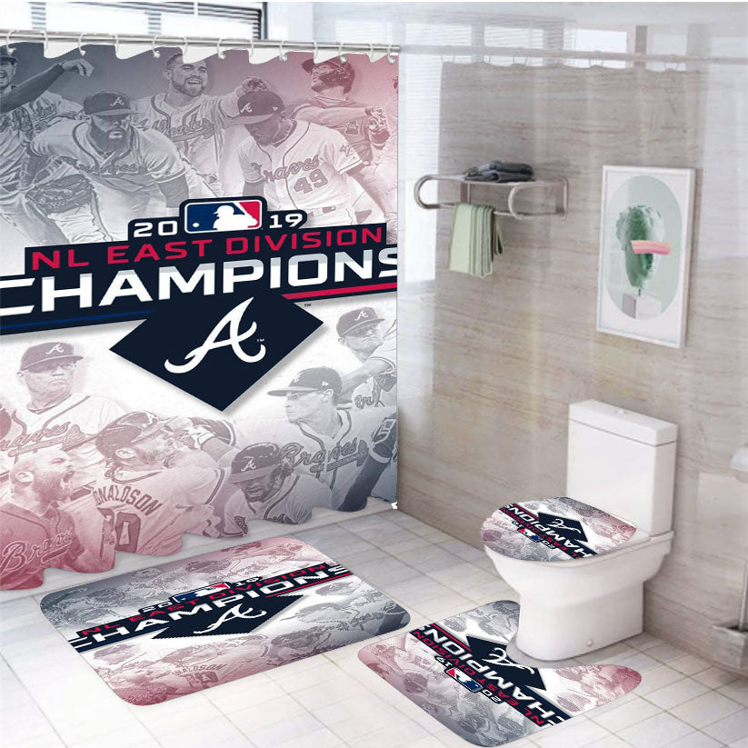 Atlanta Braves 2019 Nl East Division Champions 4Pcs Bathroom Set Shower Curtain