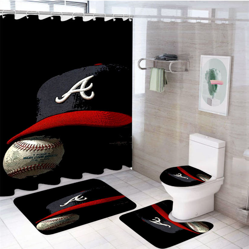 Atlanta Braves Photograp 4Pcs Bathroom Set Shower Curtain