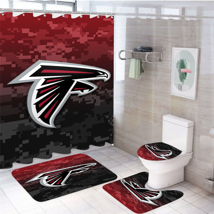 Atlanta Falcons Army Camo 4Pcs Bathroom Set Shower Curtain