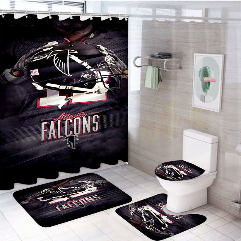 Atlanta Falcons Baseball Helmet 4Pcs Bathroom Set Shower Curtain