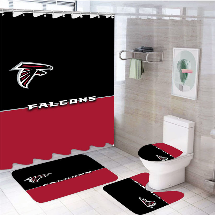 Atlanta Falcons Minimalist Wallpaper 4Pcs Bathroom Set Shower Curtain