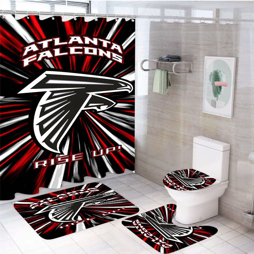 Atlanta Falcons Rise Up Nfl Logo 4Pcs Bathroom Set Shower Curtain