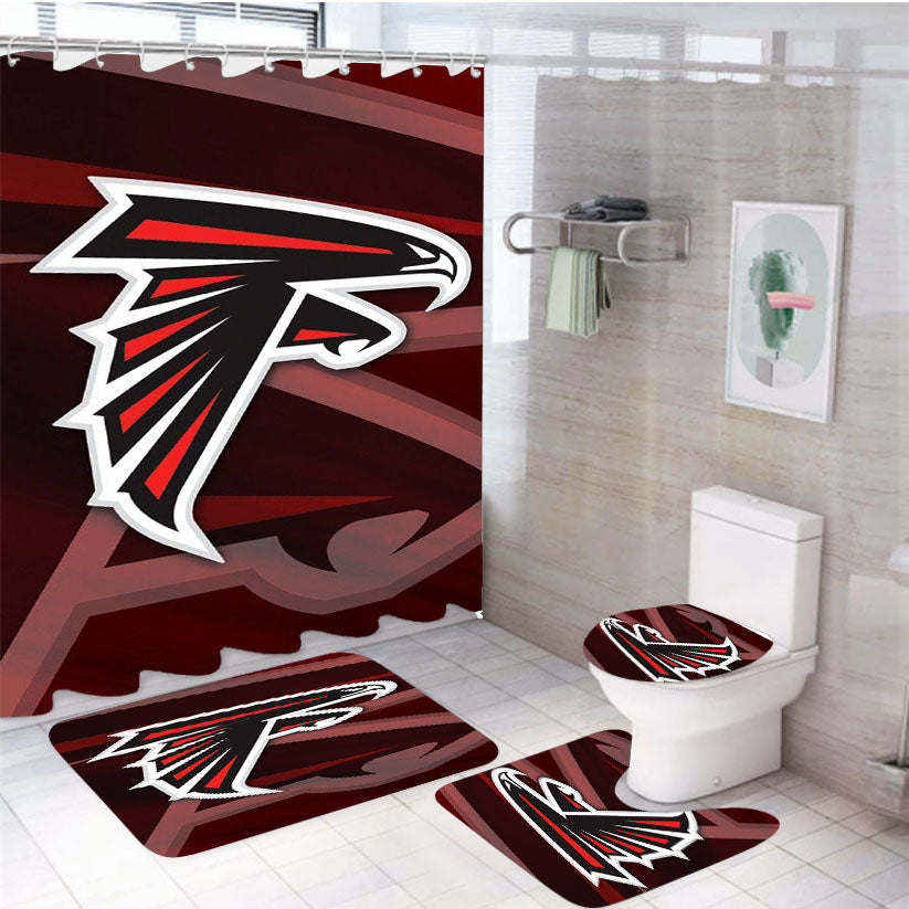 Atlanta Falcons Wallpaper 4Pcs Bathroom Set Shower Curtain
