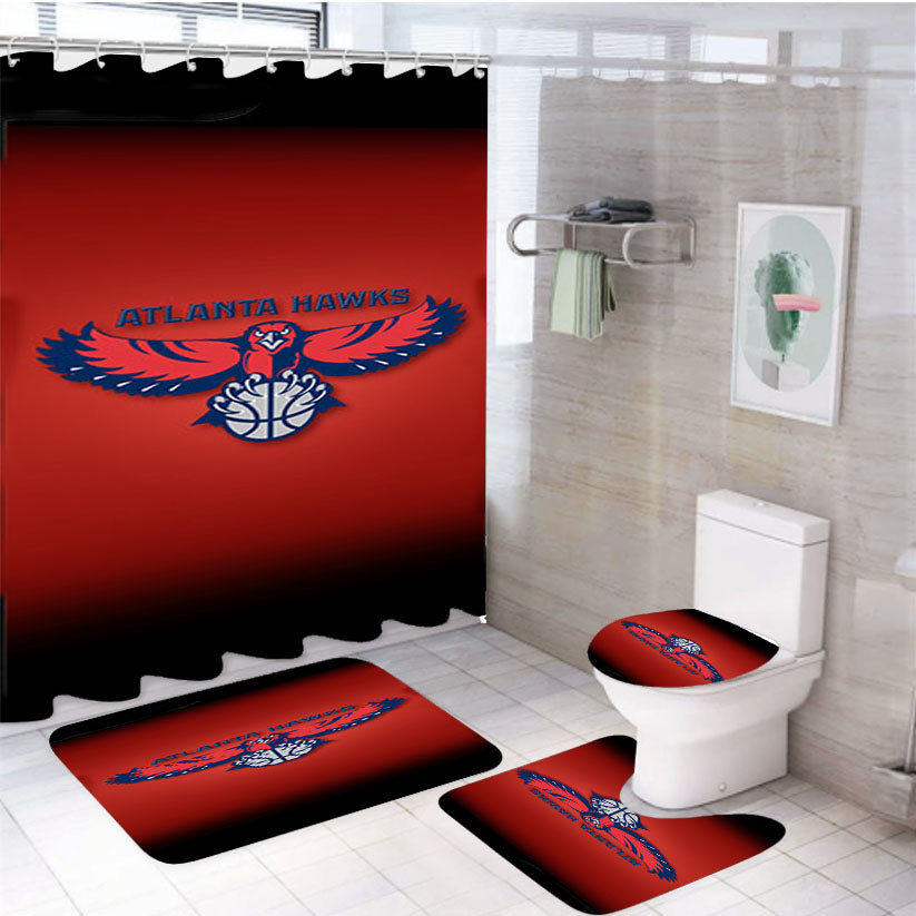 Atlanta Hawks Cover 4Pcs Bathroom Set Shower Curtain