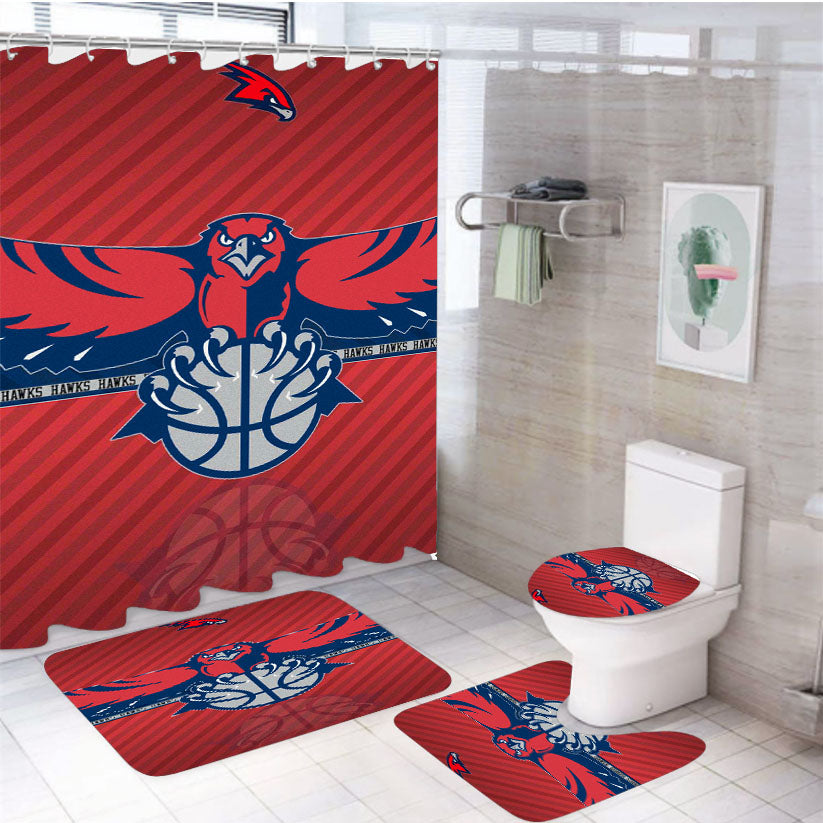 Atlanta Hawks Eagle Wallpaper 4Pcs Bathroom Set Shower Curtain