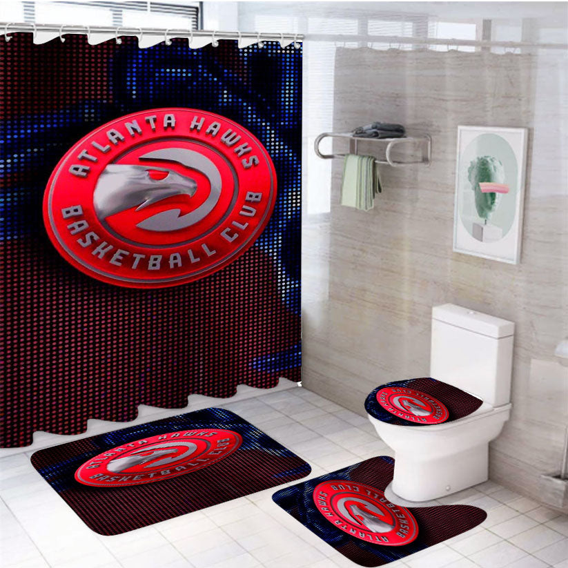 Atlanta Hawks Emblem Logo 4Pcs Bathroom Set Shower Curtain