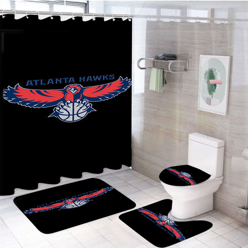 Atlanta Hawks Flight 4Pcs Bathroom Set Shower Curtain