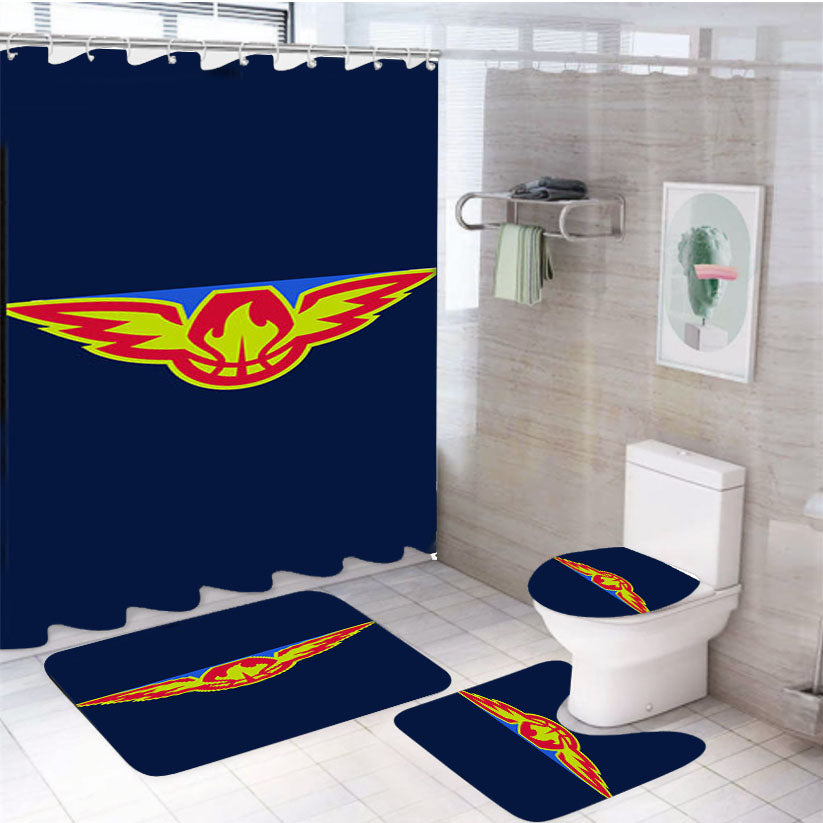Atlanta Hawks Logos 4Pcs Bathroom Set Shower Curtain