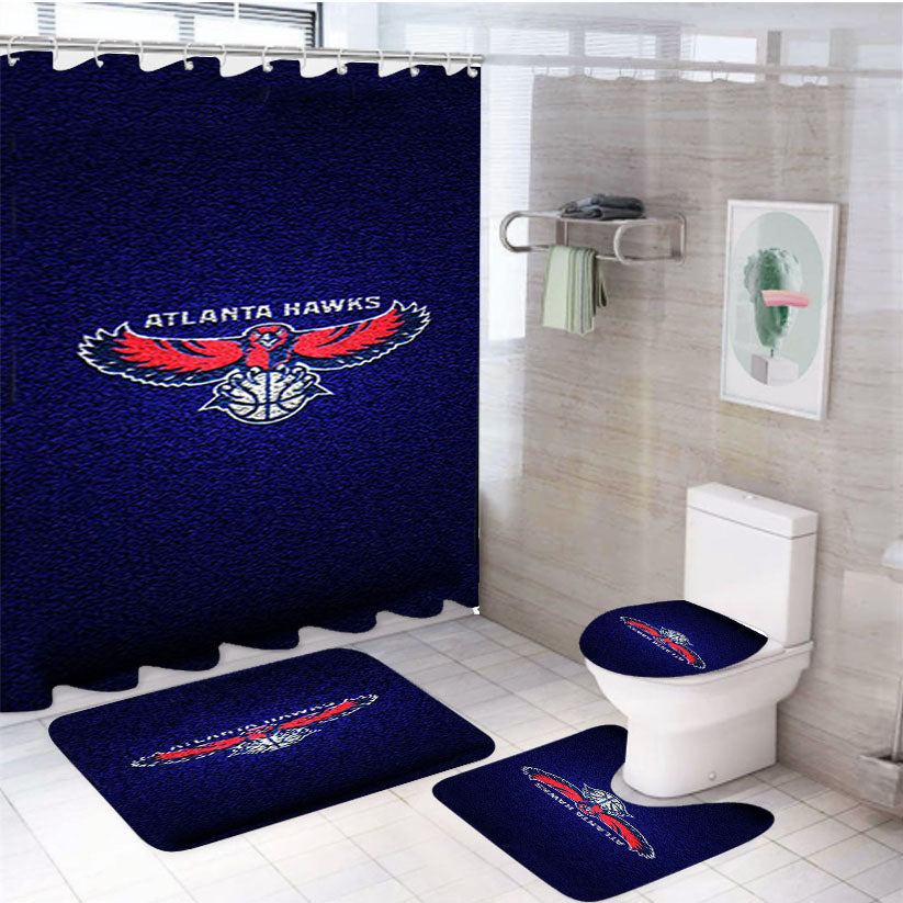 Atlanta Hawks Nba Flight 4Pcs Bathroom Set Shower Curtain