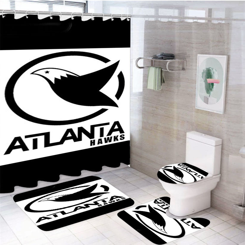 Atlanta Hawks Number One 4Pcs Bathroom Set Shower Curtain