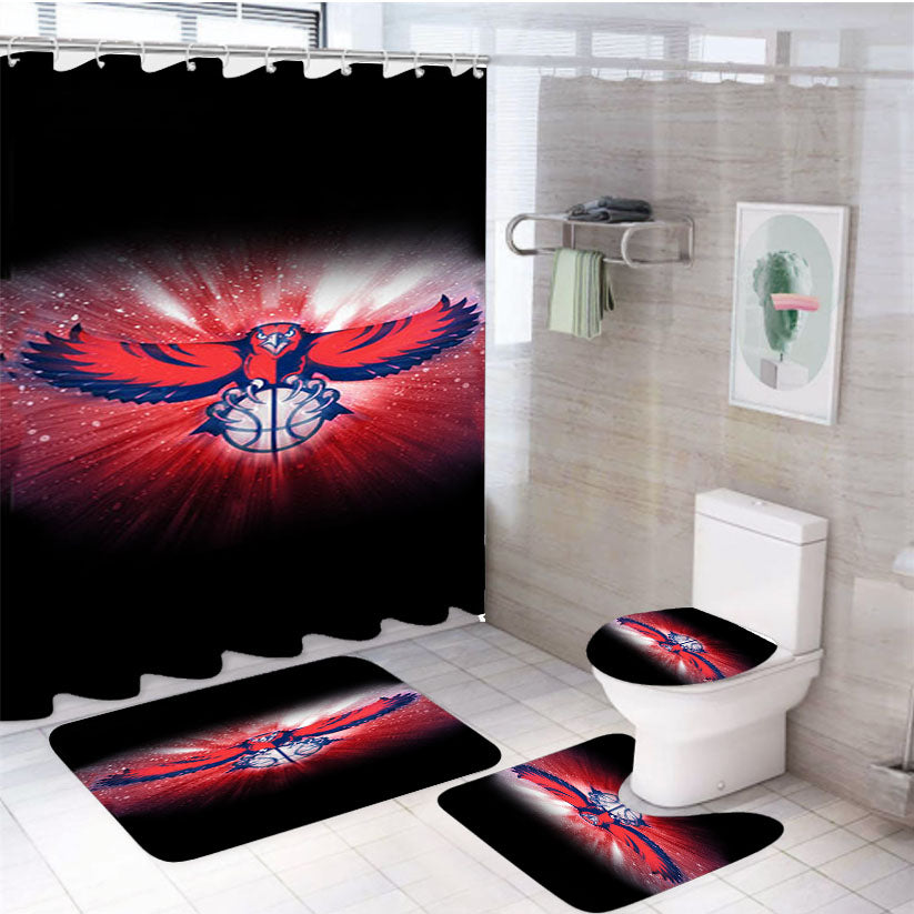 Atlanta Hawks Red Cool 4Pcs Bathroom Set Shower Curtain