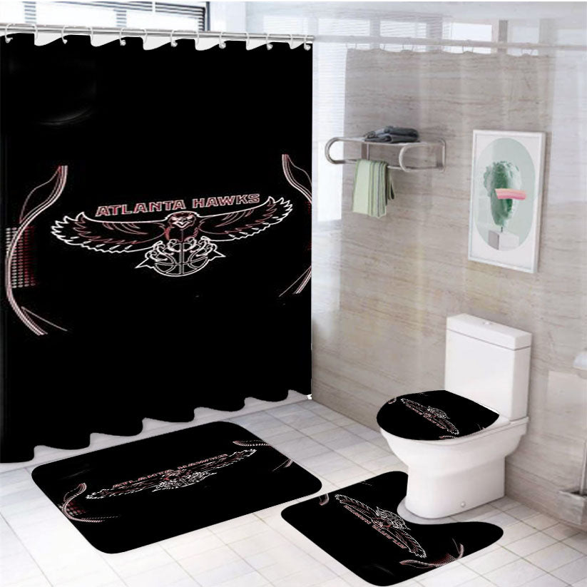 Atlanta Hawks Vector 4Pcs Bathroom Set Shower Curtain