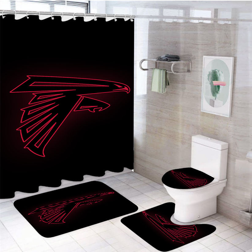 Atlanta Super Bowl Li Black And Red 4Pcs Bathroom Set Shower Curtain