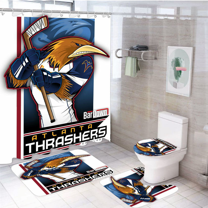 Atlanta Thrashers 4Pcs Bathroom Set Shower Curtain
