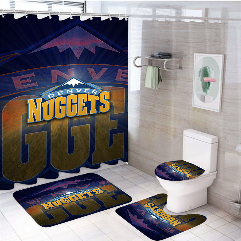 Awesome Denver Nuggets Basketball Team Logo 4Pcs Bathroom Set Shower Curtain